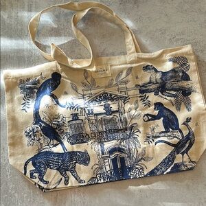 Sézane Beige and Blue Tote Bag